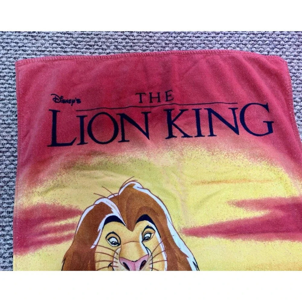 Vintage 1990’s DISNEY'S THE LION KING Beach Towel with Mufasa Simba 27x56